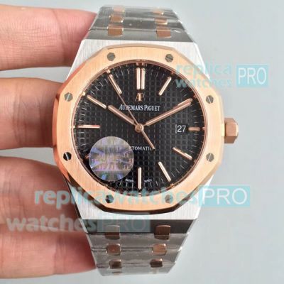 JF Audemars Piguet 15400 Black Dial Replica Royal Oak 2-Tone Watch 15400